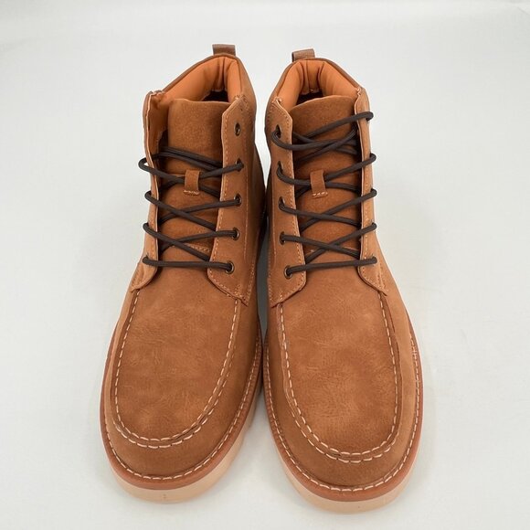 Club Room Men’s Clifton Lace-Up Moc-Toe Boots Size 13 Tan Faux Suede Memory Foam main image 9